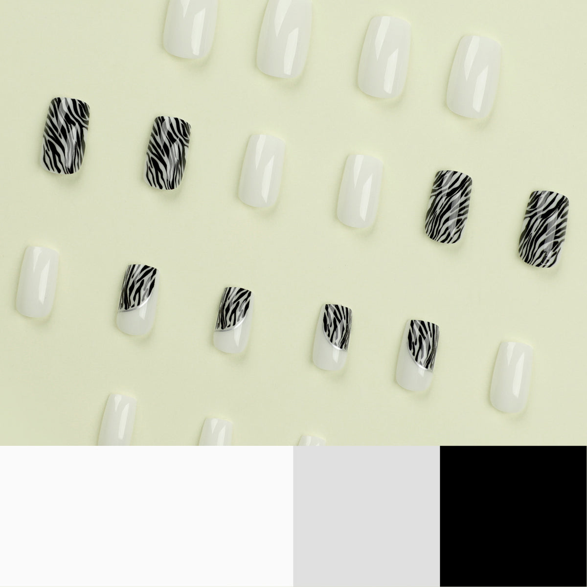 Kunstvolle Nagelverlängerungen mit stilvollem Zebra-Muster Brehn