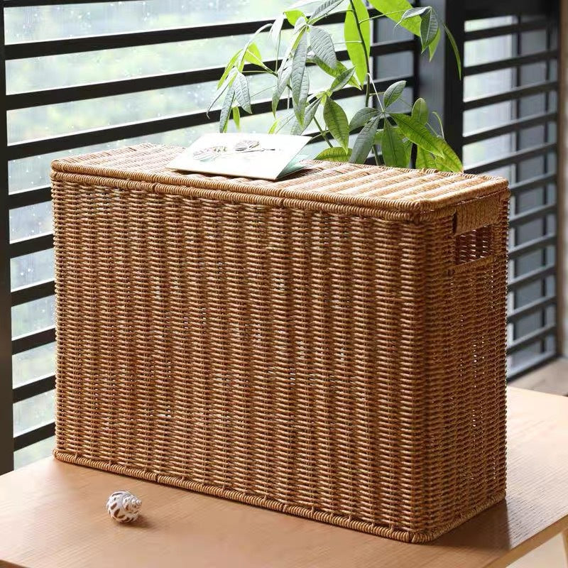 Damen Multifunktionaler Rattankorb mit Deckel Brehn