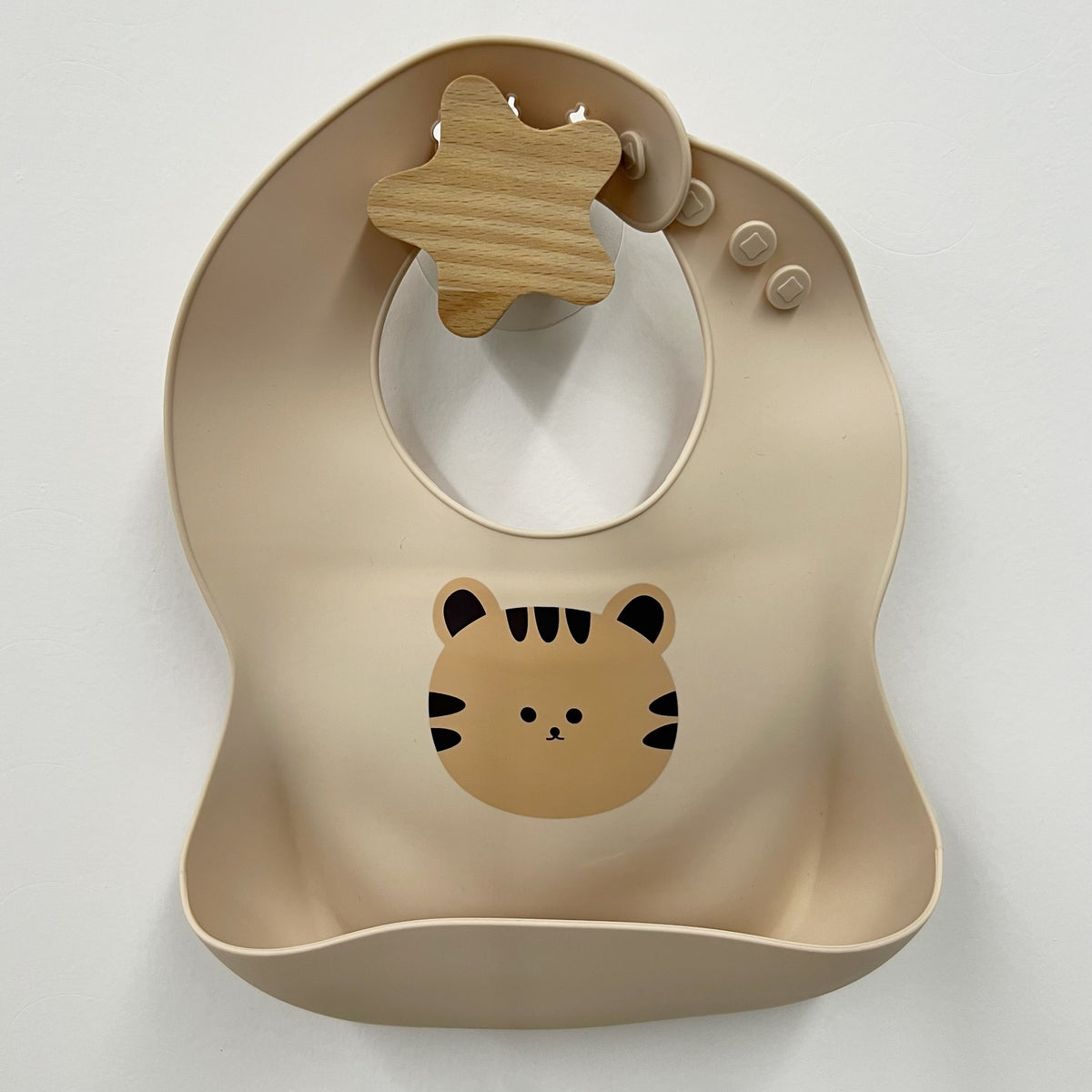 Silikon Baby Lätzchen mit tiefem Krümeltasche und verstellbarem Druckknopfkragen