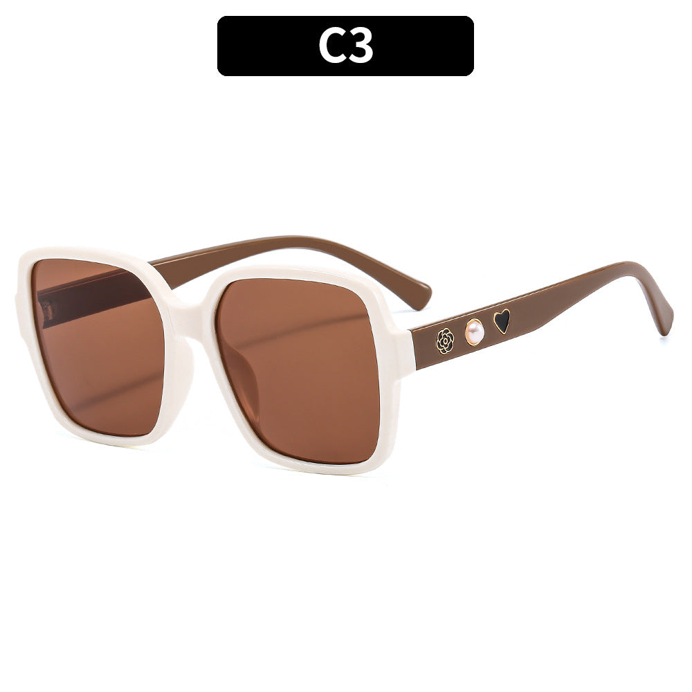 Oversized quadratische Sonnenbrille mit dekorativen Akzenten