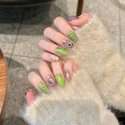 Künstlerisches Glitter-akzentuiertes Press-On Nagelset