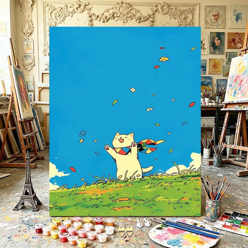 Verspielte Katzenillustration Kunstdruck Brehn