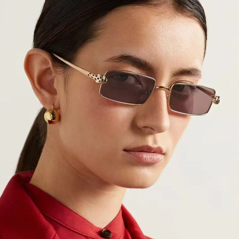 Damen elegante quadratische Sonnenbrille mit luxuriösem Metallrahmen und UV-Schutz Brehn