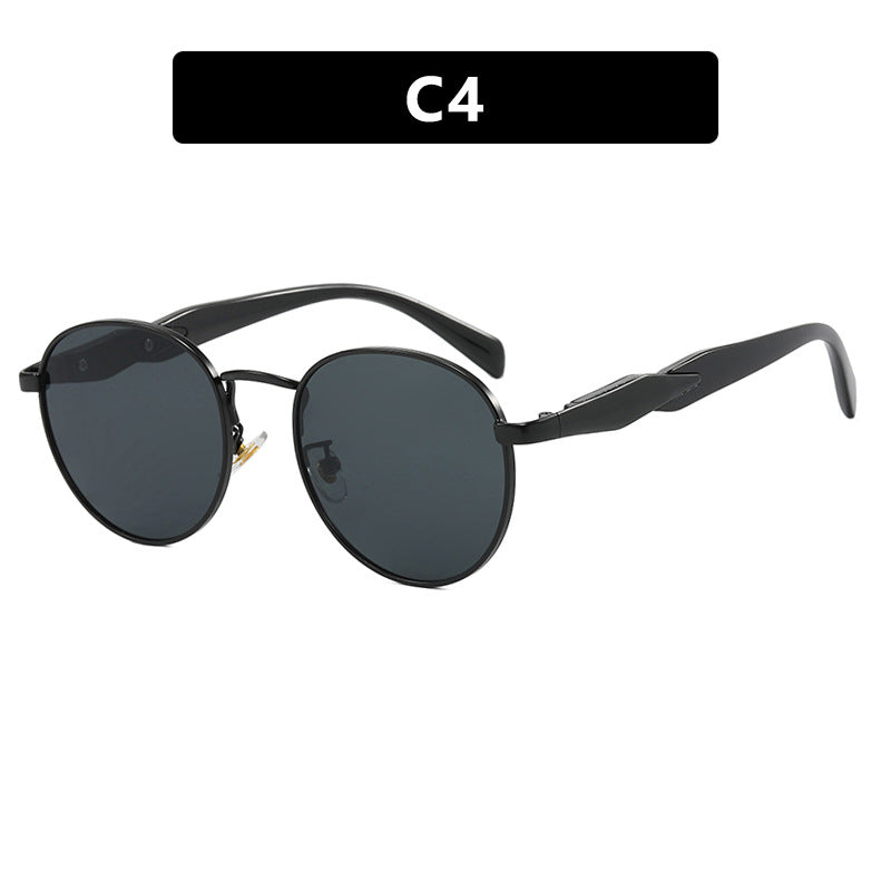 Damen runde Sonnenbrille mit elegantem, goldenen Rahmen und UV-Schutz Brehn