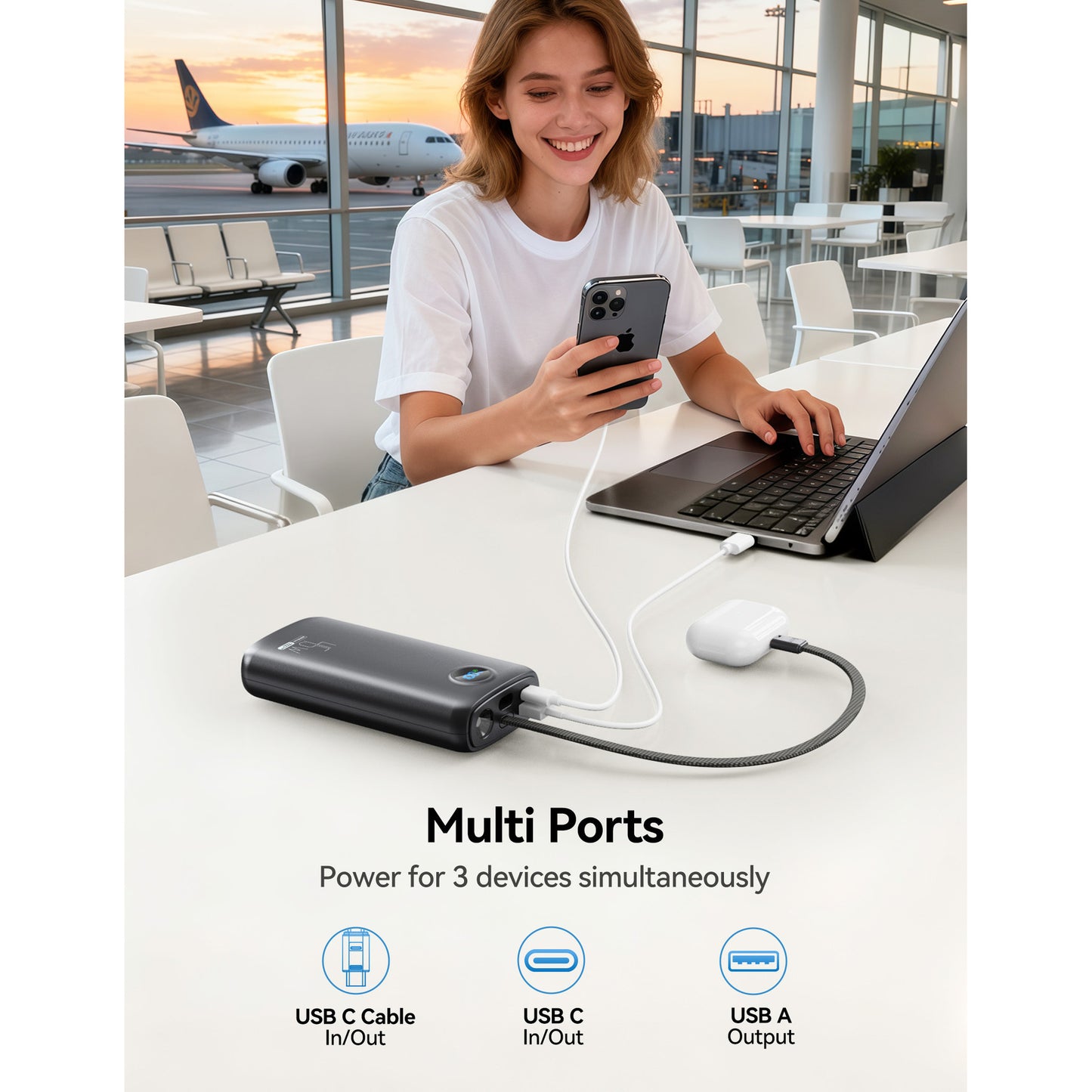 Hochleistungs Powerbank mit Digitaler Ladeanzeige und 45W Schnellladefunktion Brehn