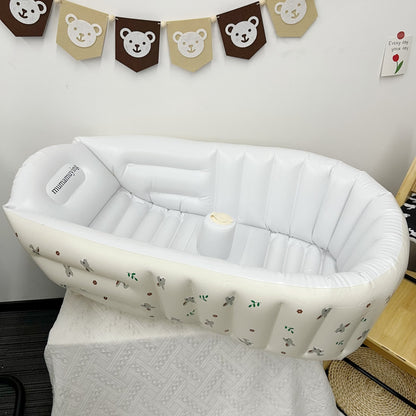 Aufblasbare tragbare Babybadewanne mit Kopfstütze und integriertem Becherhalter