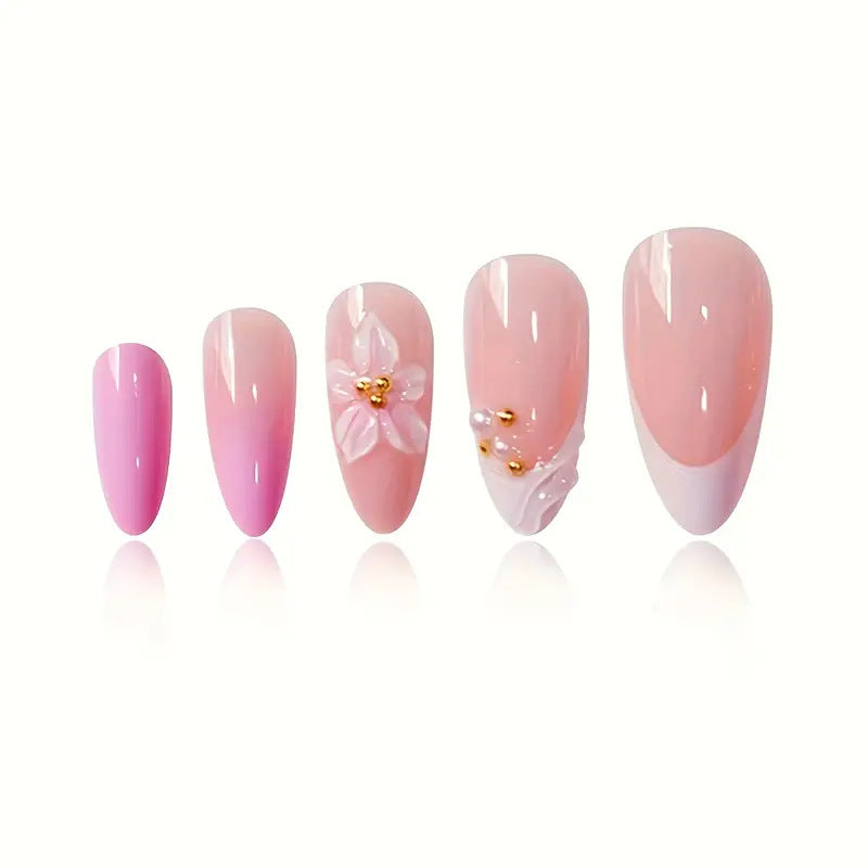 Künstlerisches Florales Design Press-On Nagelset Brehn