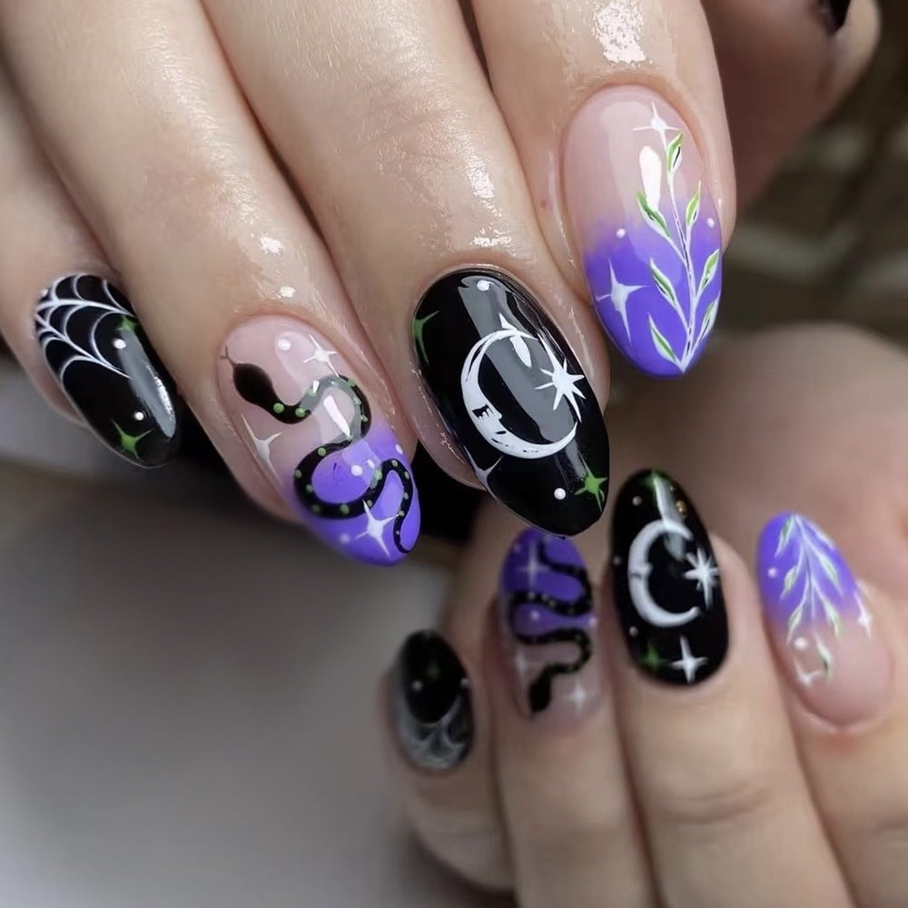 Künstlerisches Halloween-Themen Press-On-Nagelkunst-Set Brehn