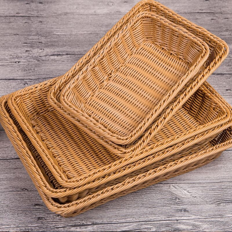 Unisex Rechteckiger Rattan Servierkorb Brehn