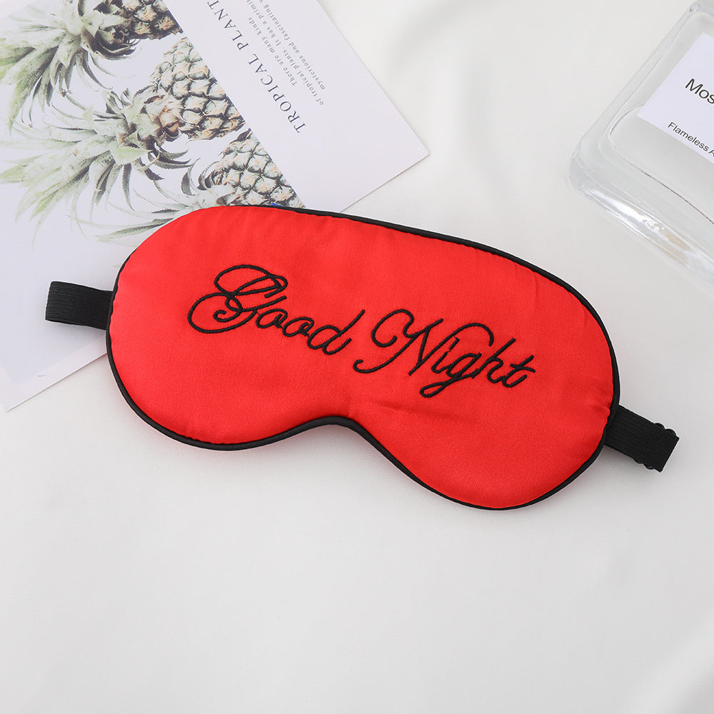 Unisex nan gestickte konturierte Schlafmaske mit dekorativer Schrift-Stickerei und verstellbarem Elastikband Brehn