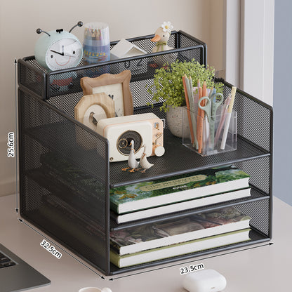 Mehrstufiger Mesh-Desktop-Organizer mit Dokumentenhaltern Brehn