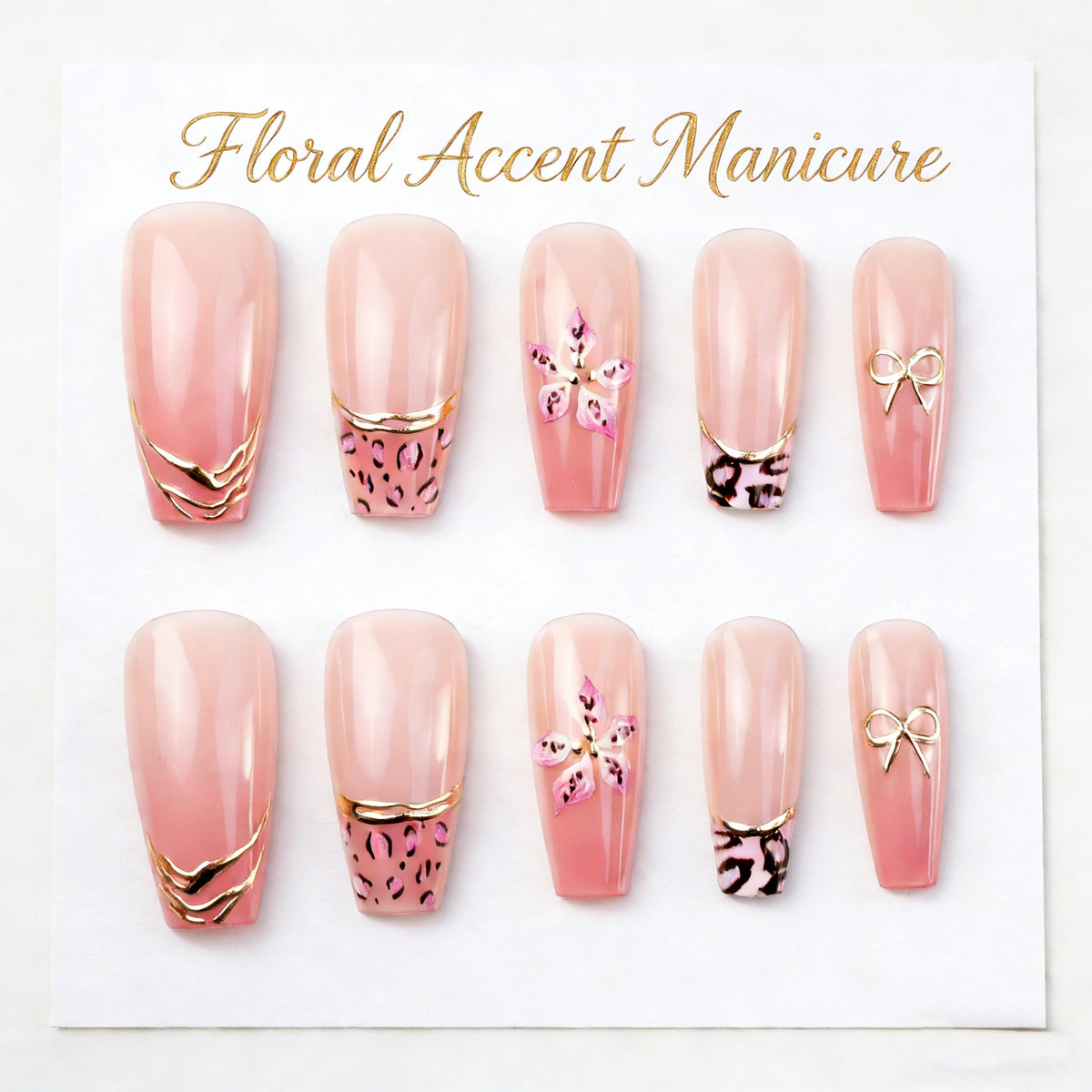 Floral Accent Press-On Nail Set