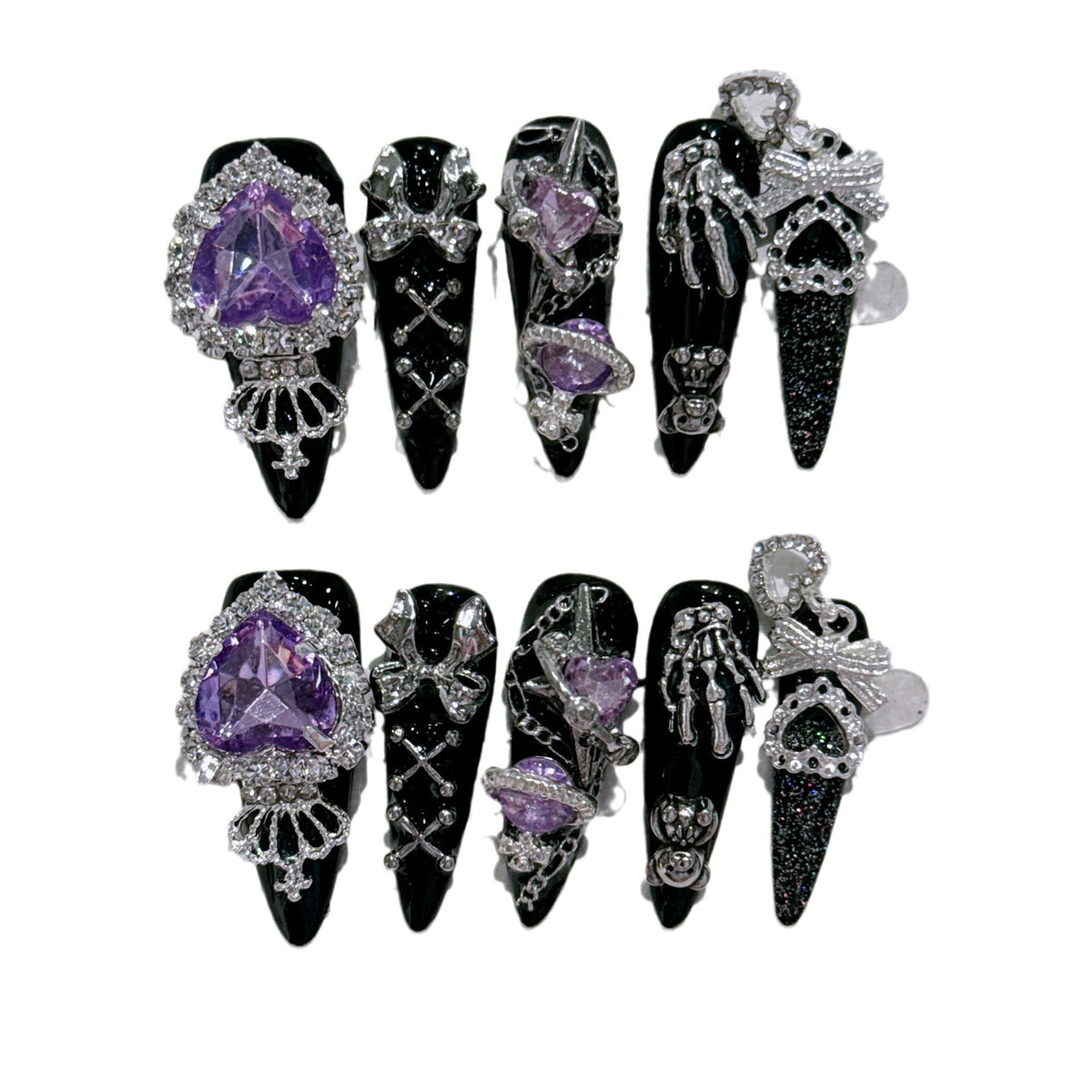 Gothic-inspiriertes Strass-Nagelkunst-Set