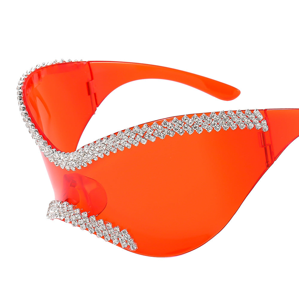 Damen Glamouröse Hochglanz-Sonnenbrille mit Kristallrand Brehn