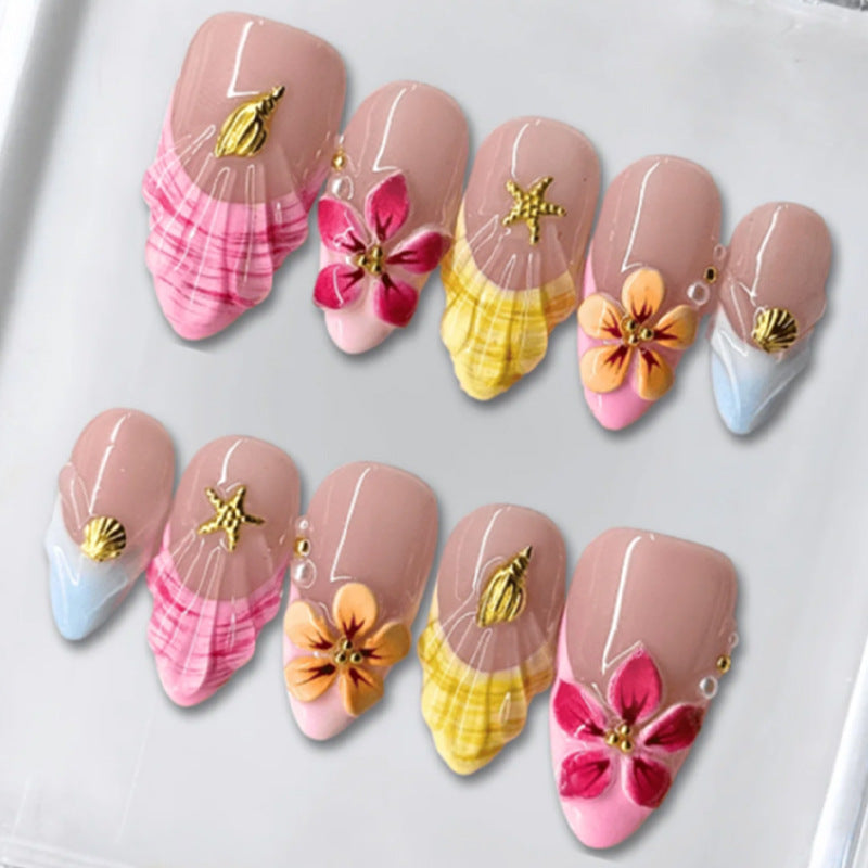 Floral Themed Premium Press-On Nail Art Set Brehn