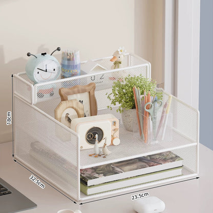 Mehrstufiger Mesh-Desktop-Organizer mit Dokumentenhaltern Brehn