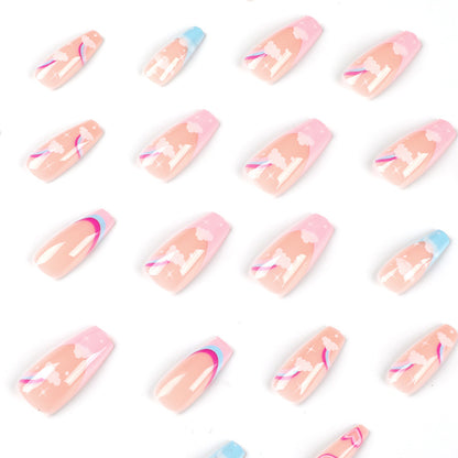 Künstliche Nagelkunst mit Regenbogen-Design Brehn