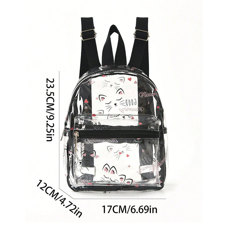 Damen Transparenter Rucksack mit Katzenmotiv Brehn