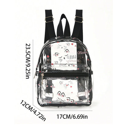 Damen Transparenter Rucksack mit Katzenmotiv Brehn