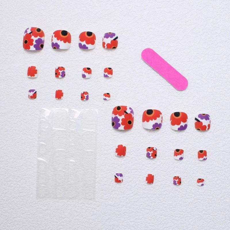 Kreative florale Druck Press-on Zehennägel Brehn