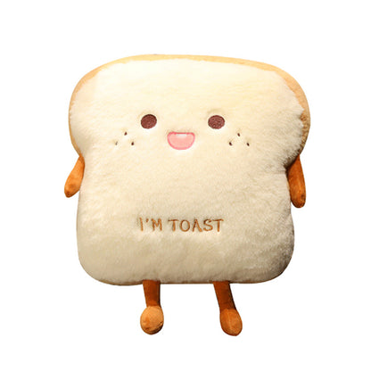 Kuschelplüsch-Kissen in Toastform mit Stickerei und weicher Füllung