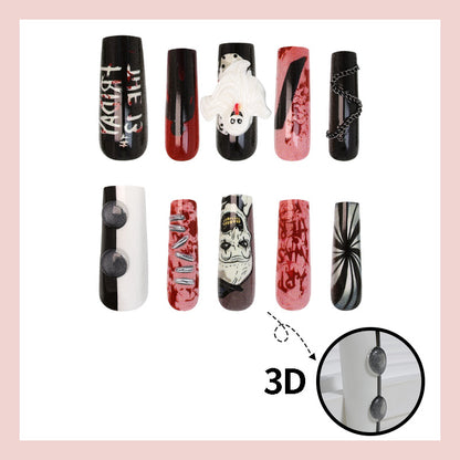 Halloween Kunstnagelset mit gruseligen Motiven und extravaganten Designs Brehn