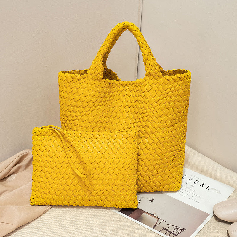 Elegante Geflochtene Handtasche mit Abnehmbarer Clutch Brehn