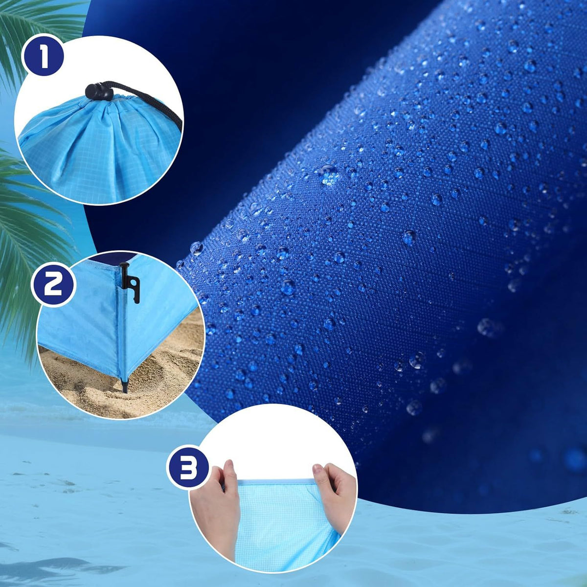 Vielseitige sandfreie Strandmatte mit Ankersystem Brehn