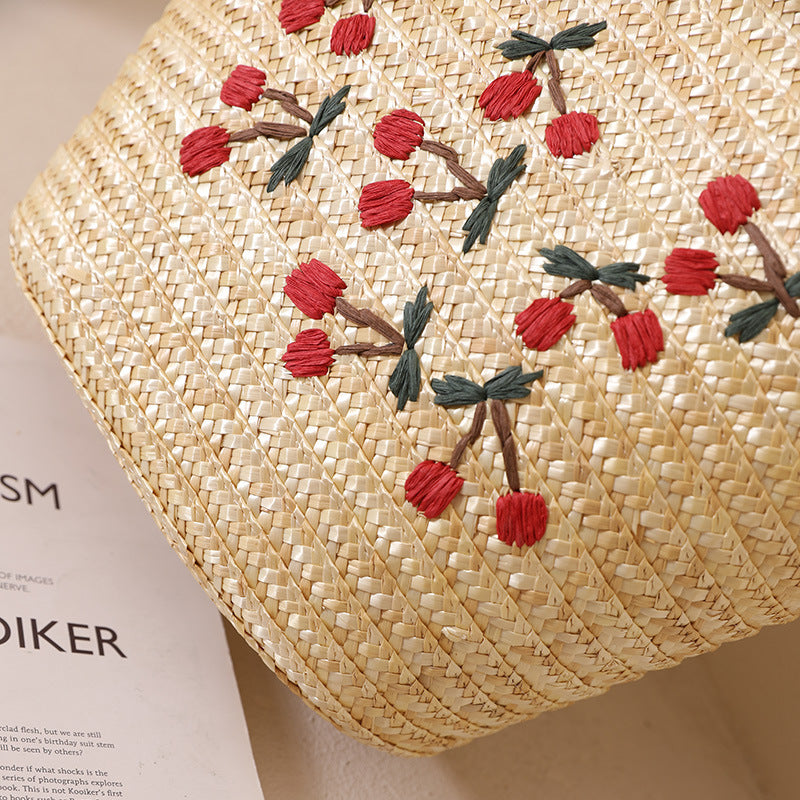 Damen Handgefertigte Korbtasche mit floralem Stickdesign Brehn