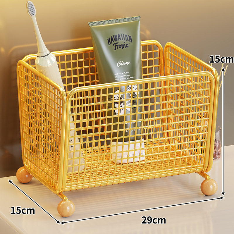 Theke Mesh Badezimmer Organizer Korb mit Holzballfüßen