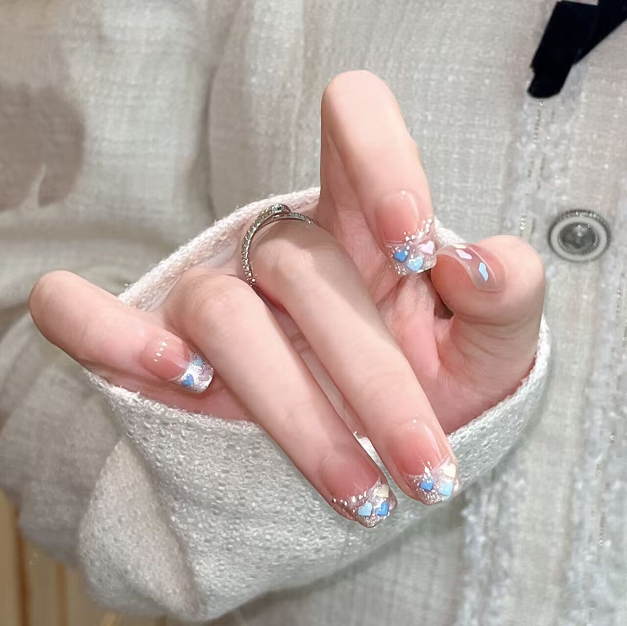 Künstlerisches Floral Press-On Nagelset Brehn