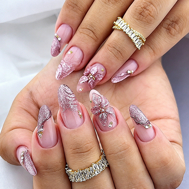 Dekorativer Press-On Nagelset mit floralen und Juwel-Akzenten Brehn 1788495783