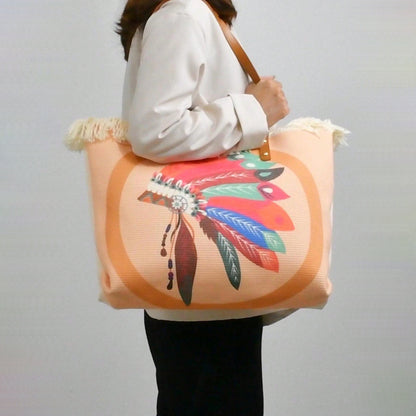 Strandtasche mit Einzigartigem Federdesign Brehn
