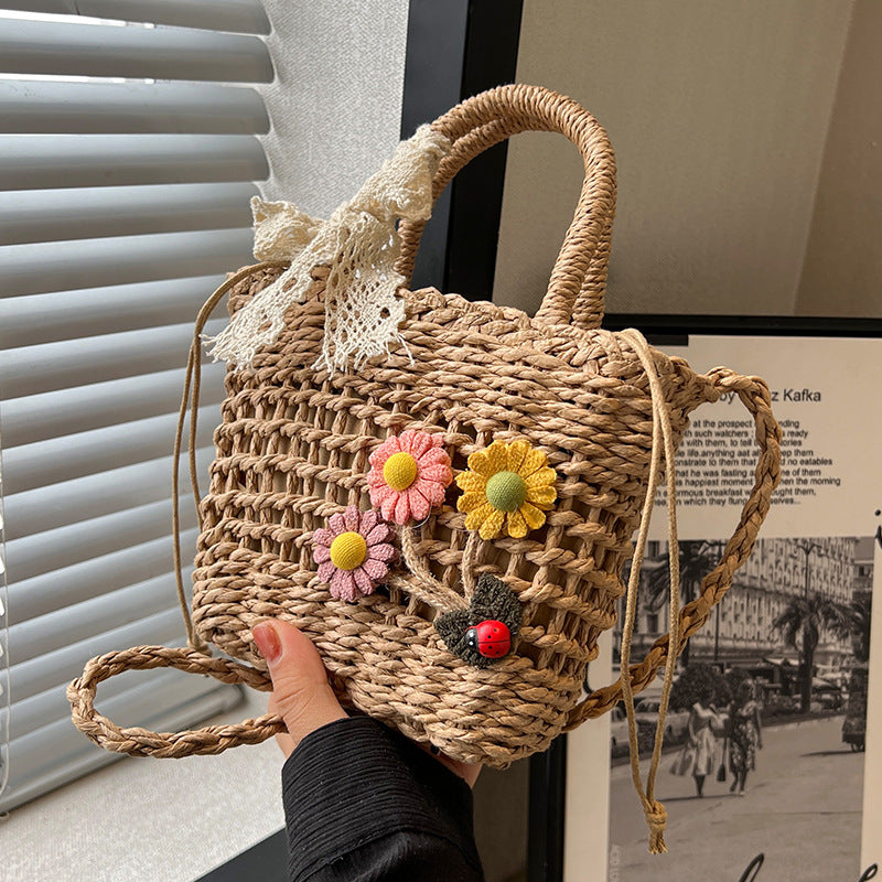 Handgefertigte florale bestickte gewebte Tragetasche