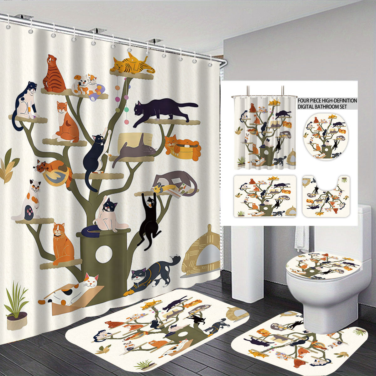 Digital Floral Theme Badezimmer Dekor Set Brehn