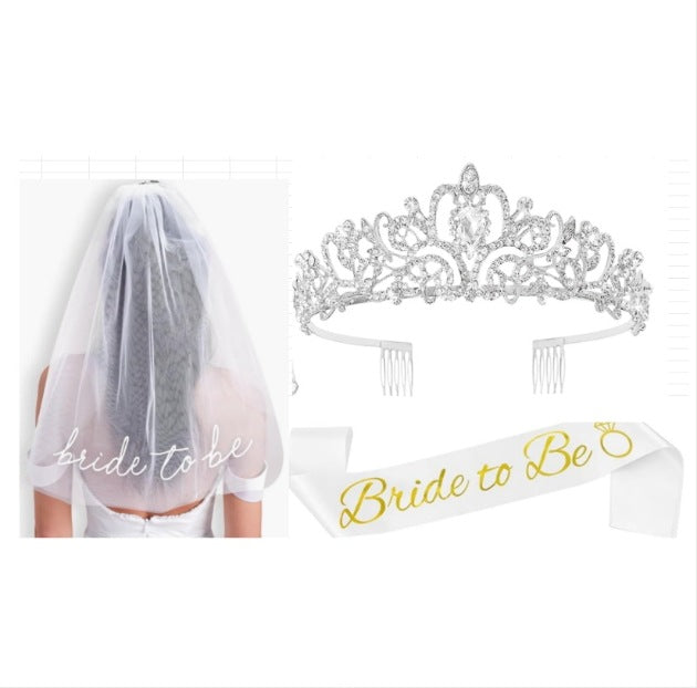 Damen Hochzeit Tiara und Schleier Set Brehn