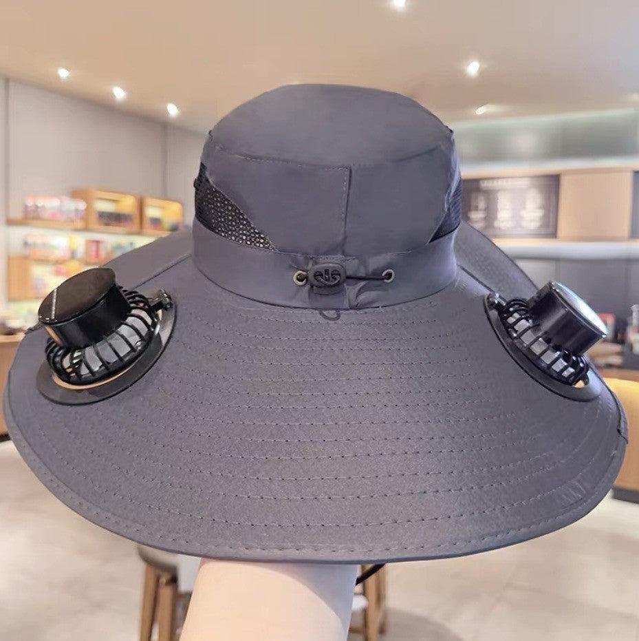 UV-Schutz-Sonnenhut mit abnehmbaren Gesicht- und Nacken-Schutz, integriertem Solarfan und atmungsaktivem Mesh Brehn