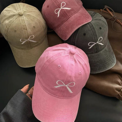 Damen Bestickte Schleifen-Detail Verstellbare Baseballmütze Brehn