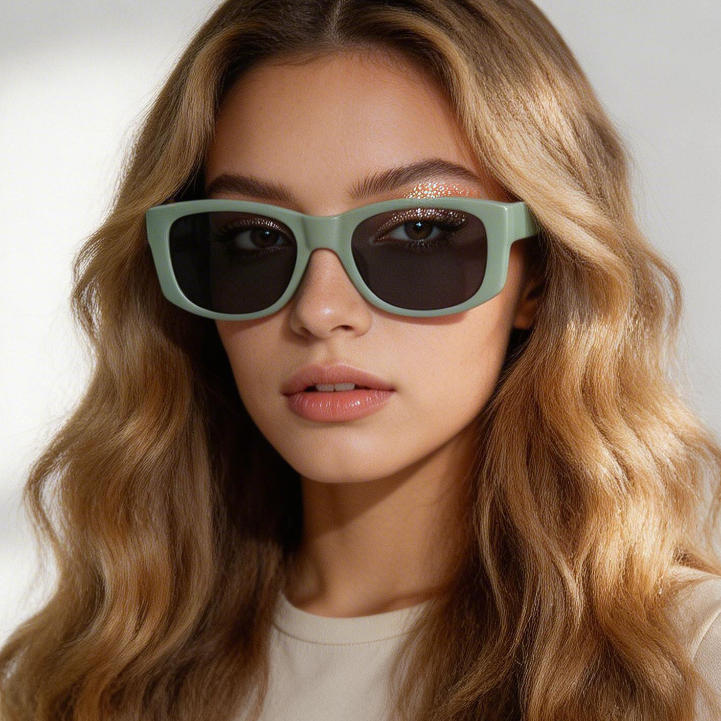 Damen stylische Sonnenbrille mit modernem transparentem Rahmen Brehn