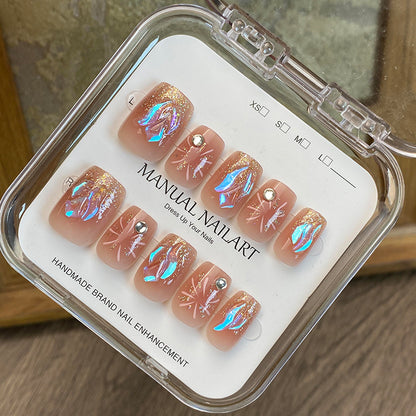 Glamorous Rhinestone-Akzent Druck-On Nagelkunst Set Brehn