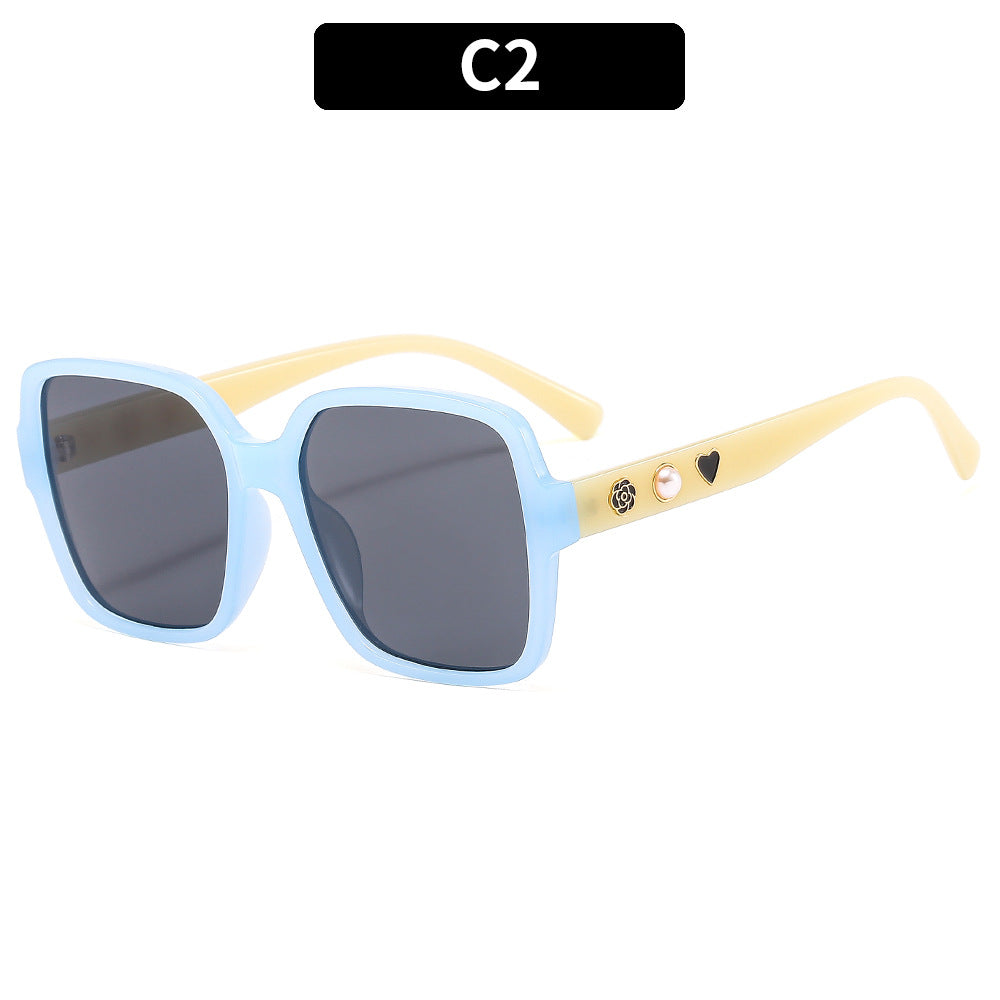 Oversized quadratische Sonnenbrille mit dekorativen Akzenten