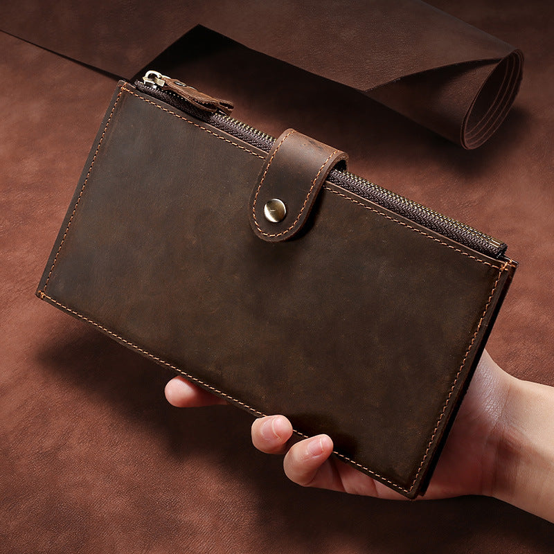 Premium Leder Reißverschluss Geldbörse