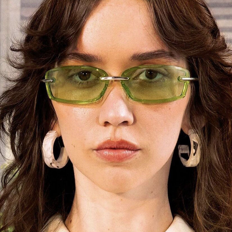 Damen modische Sonnenbrille im futuristischen Design und transparentem Rahmen Brehn