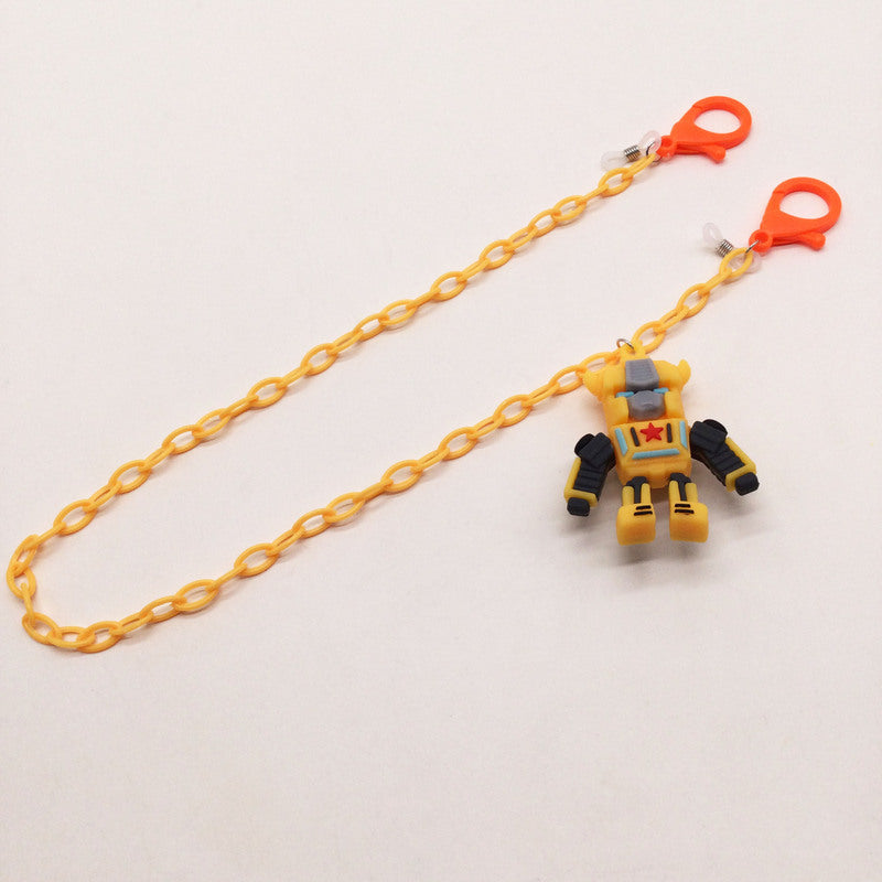 Verspielte Brillenhalterkette mit Robotermotiv Brehn