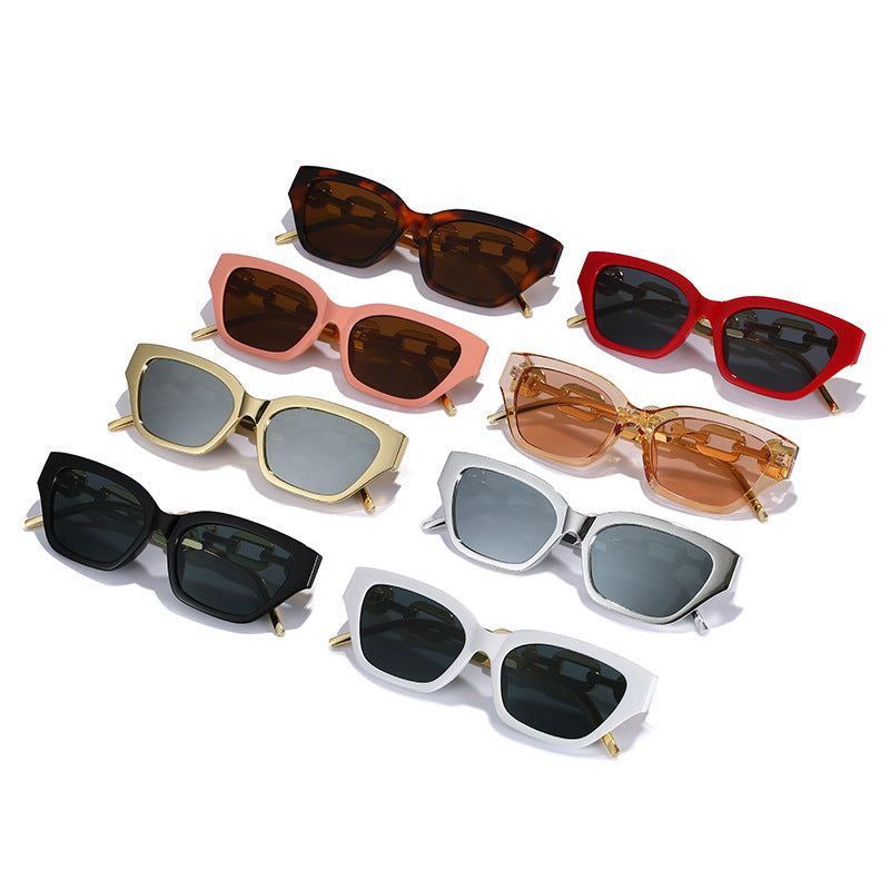 Damen modische Cat-Eye Sonnenbrille mit luxuriösem Kettenrahmen Brehn