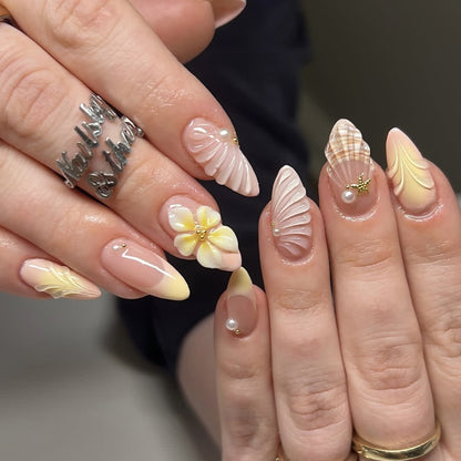 3D Floral Design Stiletto Nail Art Extensions Brehn