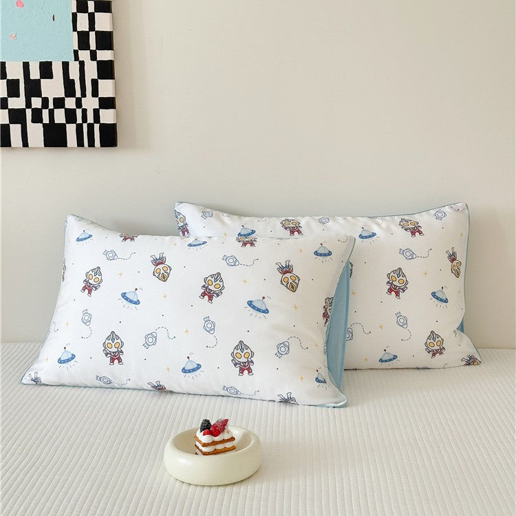 Kinder-Kissenbezug-Set aus Baumwollsatin mit Panda-Print und kariertem Design Brehn