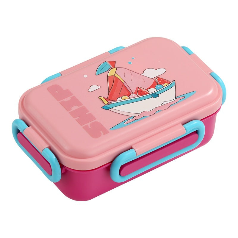 Illustrierte Bento-Lunchbox mit integriertem Besteck