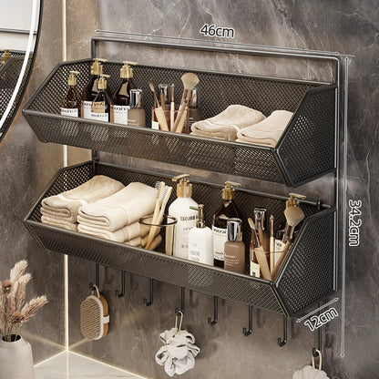 Wandmontierter Mesh-Badezimmer-Organizer-Regal