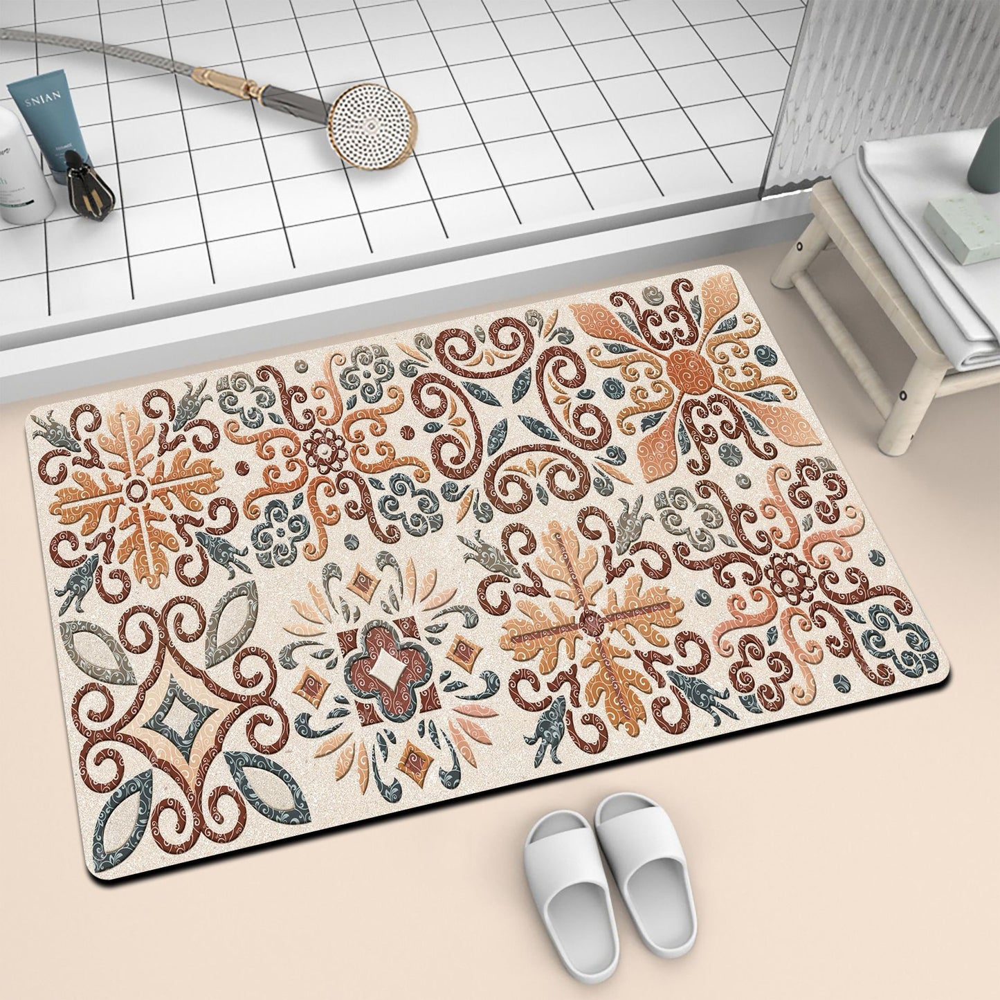 Künstlerische Mosaik-Badmatte Brehn